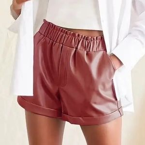 Forever 21 Faux Leather Cuffed Paperbag Shorts
